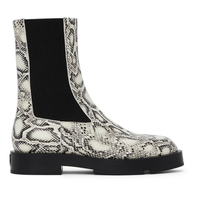 Givenchy White & Black Python Squared Chelsea Boots In Weiss