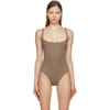 Skims Fits Everybody Square Neck Sleeveless Bodysuit In Umber