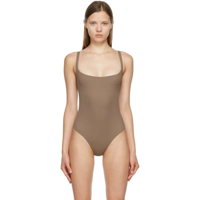 Skims Fits Everybody Square Neck Sleeveless Bodysuit In Desert