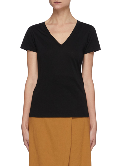 Vince Essential V-neck Pima Cotton T-shirt In Black