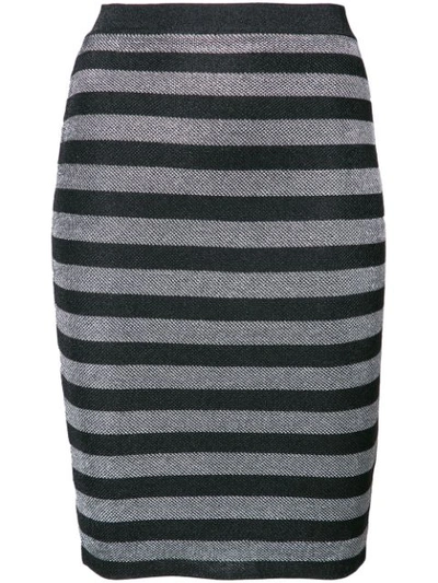 Alexander Wang Black Lurex Striped Knit Pencil Skirt