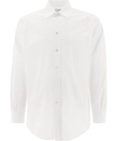 Maison Margiela White Organic Décortiqué Patch Pocket Shirt In Multi-colored