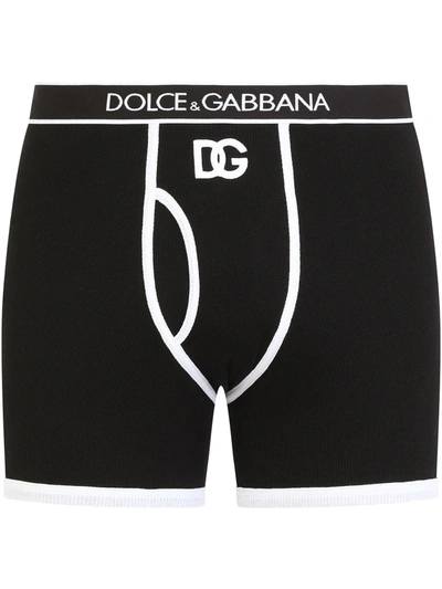 Dolce & Gabbana Black Contrast Logo Cotton Boxers