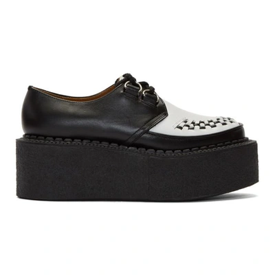 Junya Watanabe Lace-up Leather Flatform Creepers In Black White