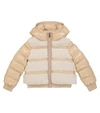 Moncler Kids' Gentiane Faux Shearling Hooded Down Jacket In 베이지,화이트