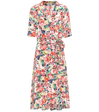 Ganni Maple Wrap Floral Dress In Multicolor | ModeSens