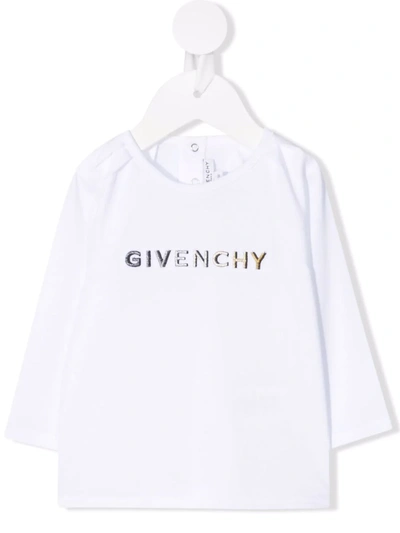 Givenchy Babies' Logo-print Long-sleeved T-shirt In White
