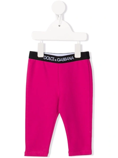 Dolce & Gabbana Babies' Logo-waistband Track Pants In Pink