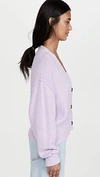 Free People Found My Friend Lilac Cotton-blend Bouclé Cardigan In Frozen Grape