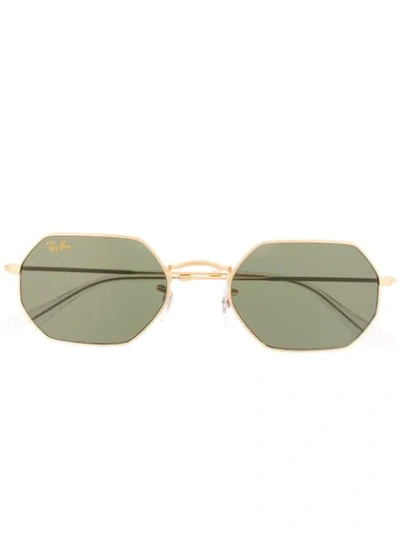Ray Ban Oval Frame Sunglasses In Gold