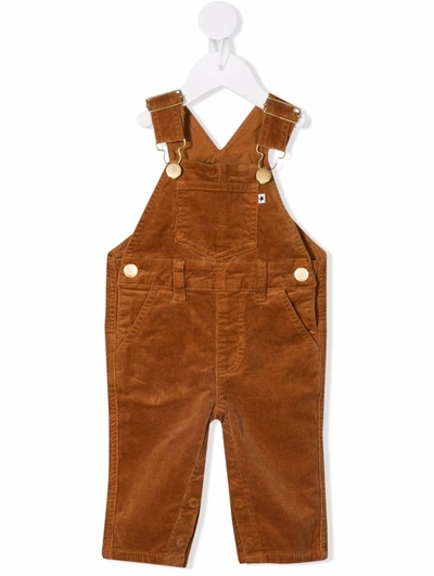 Molo Babies' Sky Velour Adjustable-strap Dungarees In Brown