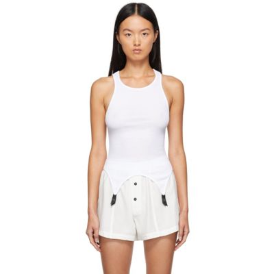 Kiki De Montparnasse Black Ribbed Garter Tank Top In White Black