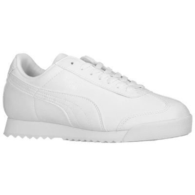 Puma Big Kids' Roma Basic Casual Shoes In White/light Grey