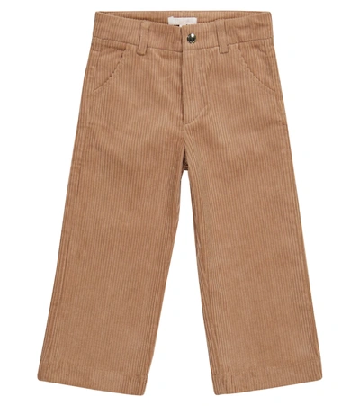 Chloé Kids' Stretch-cotton Corduroy Straight Pants In Neutrals