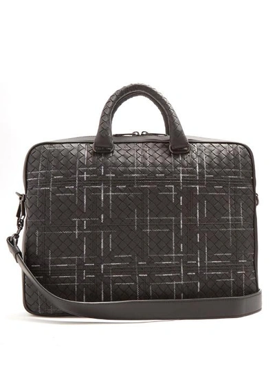 Bottega Veneta Intrecciato Stitch-detail Leather Briefcase In Black Multi