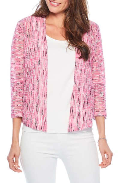 Nic + Zoe Sweet Song Open-front Cardigan In Pink Multi