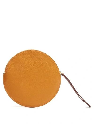 Roksanda Round Grained-leather Pouch In Dark Yellow