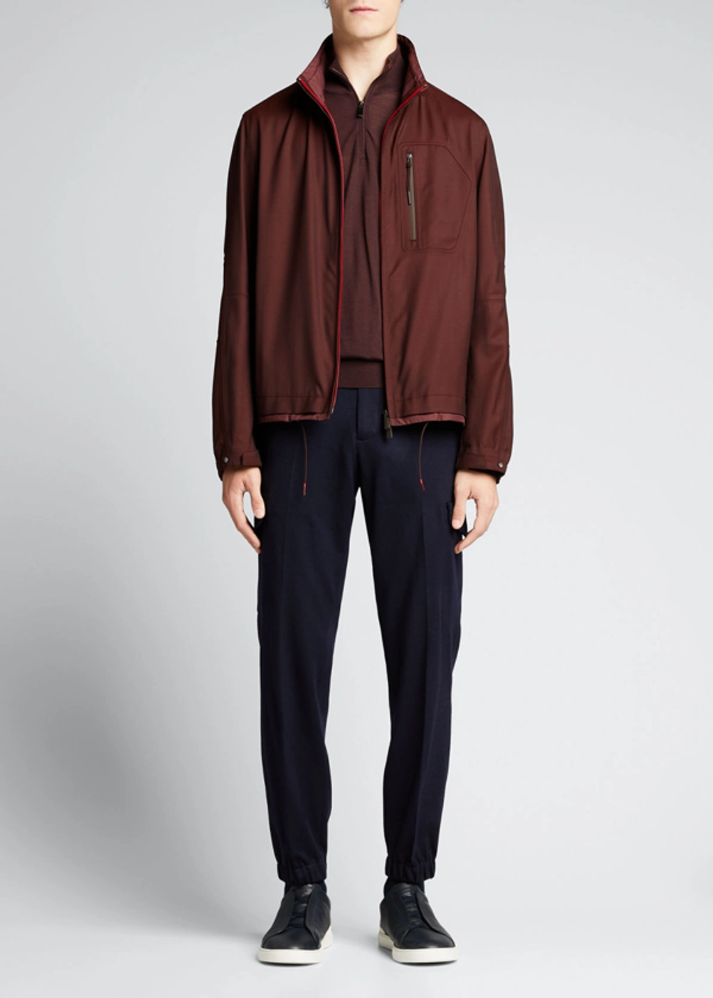 Ermenegildo Zegna Men's Two-tone Wool Blouson Jacket In Dk Brw Sld