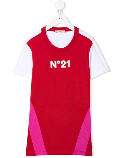 N°21 Teen Colour-block Cotton T-shirt In Red