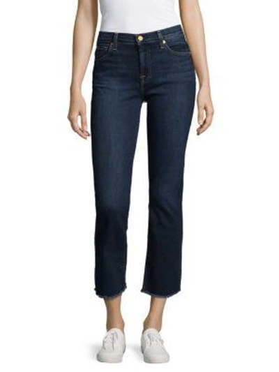 7 For All Mankind Cropped Boot Jeans In Lily Dark Blue