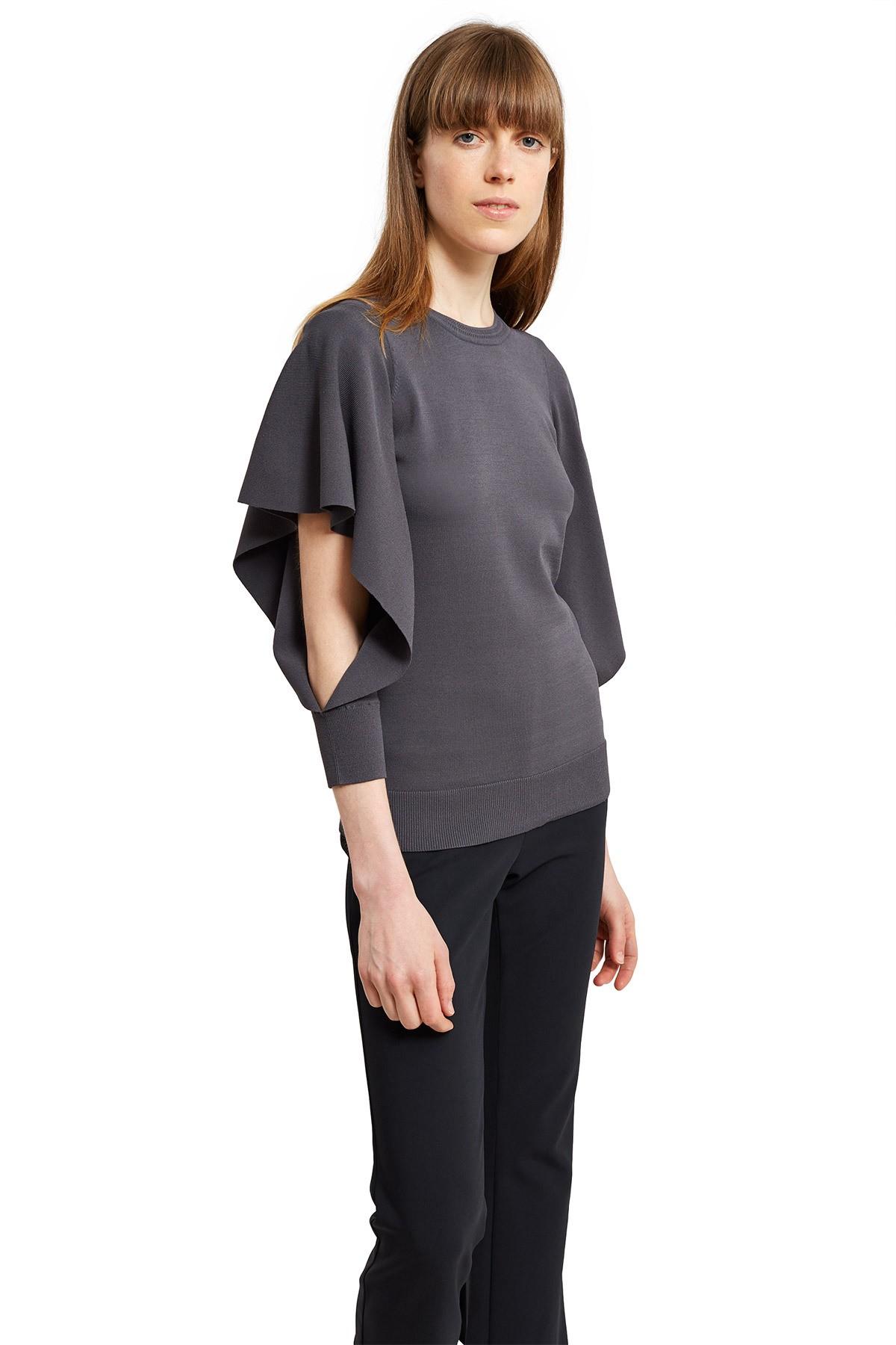 Opening Ceremony Flounce Sleeve Pullover - Charcoal Grey | ModeSens