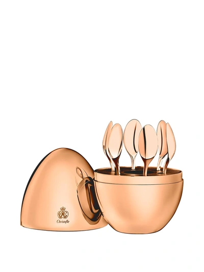 Christofle Mood Precious Coffee 6-piece Espresso Spoons With Chest In Gold