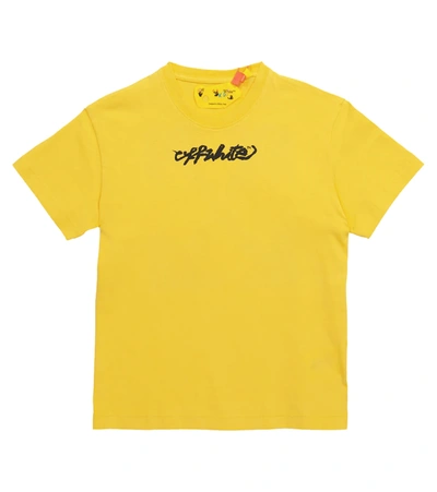 Off-white Yellow T-shirt For Kids With Black Logo