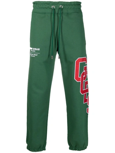 Gcds Logo-embroidered Cotton Track Pants In Green