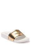 Calvin Klein Women's Allen Metallic Pool Slides Women's Shoes In Gold/white