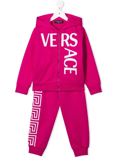 Versace Two-piece Logo Tracksuit Set In 粉色 ModeSens