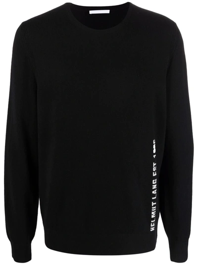 Helmut Lang Intarsia-knit Cotton Jumper In Black