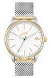 Lacoste Men's Heritage Stainless Steel Mesh Bracelet Watch 42mm Women's Shoes In White