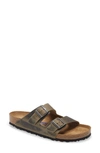 Birkenstock Arizona Sfb Faux Leather Sandals In Faded Khaki