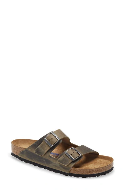 Birkenstock Arizona Sfb Faux Leather Sandals In Faded Khaki