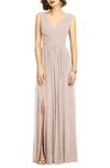 Dessy Collection Surplice Ruched Chiffon Gown In Cameo