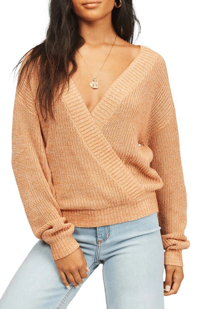 Billabong Bring It Faux Wrap Sweater In Sandstone