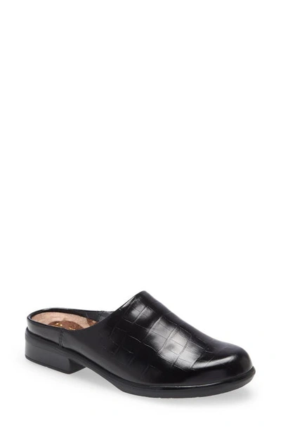 Naot Lodos Mule In Black Croc Leather