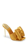 Jeffrey Campbell Bow Down Slide Sandal In Yellow Satin Gold