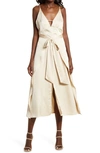 Amy Lynn Backless Satin Dress In Beige