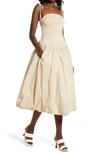 amy lynn tie shoulder midi dress Amy Lynn Alexa shoulder tie puffball midi dress in cobalt