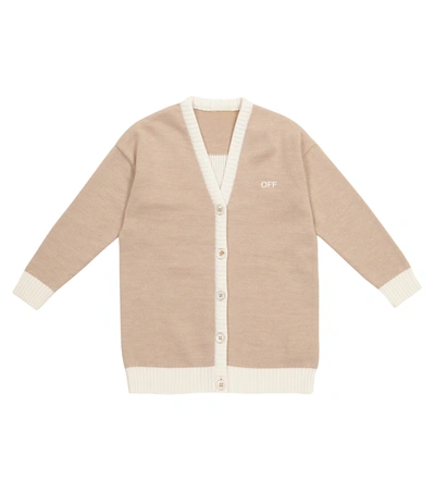 Off-white Kids' Arrows-motif Cardi-coat In Beige