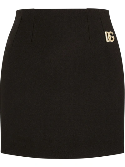 Dolce & Gabbana Logo-plaque Pencil Mini Skirt In Nero