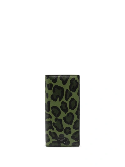 Dolce & Gabbana Animal-print Bi-fold Wallet In Green