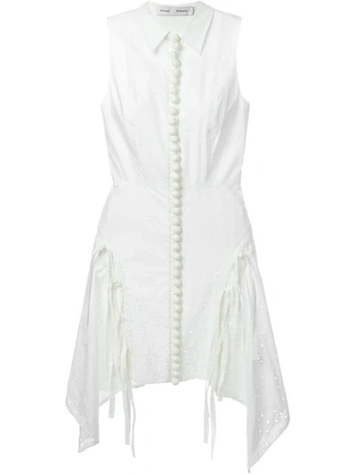 Proenza Schouler Ribbon Tie Broderie Anglaise Sleeveless Shirt Dress In White