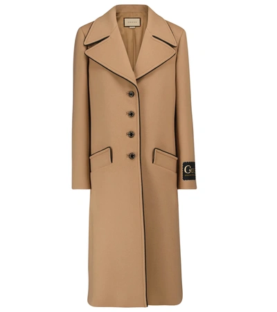 Gucci Single-breasted Wool-blend Coat In Camel