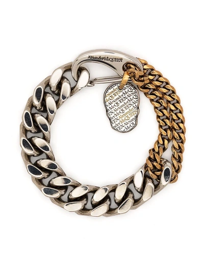 Alexander Mcqueen Skull-charm Chunky Chain Bracelet In Silver/ Gold