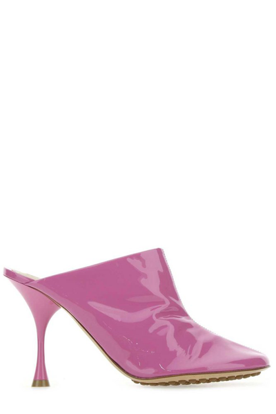 Bottega Veneta Dot Sock Patent Leather Mules In Pink