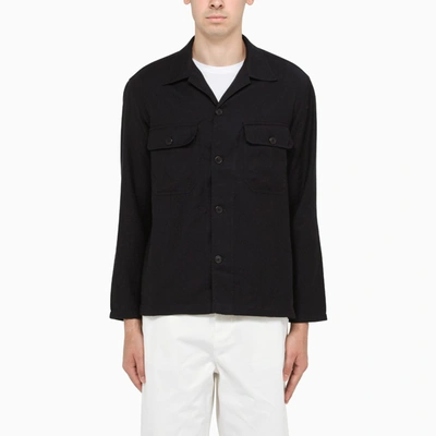 Salvatore Piccolo Black Casual Shirt-jacket In Light Blue