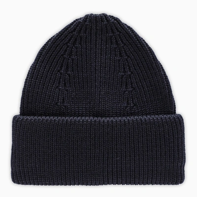 Roberto Collina Navy Ribbed Cap In Blue