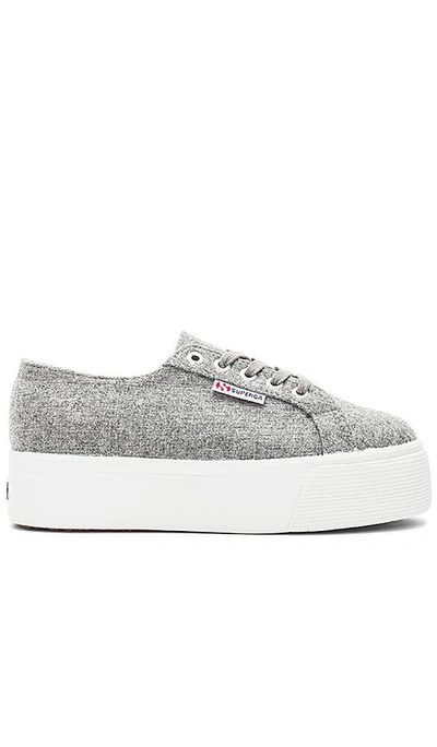 Superga 2790 Polywool Platform Sneaker In Light Grey Canvas